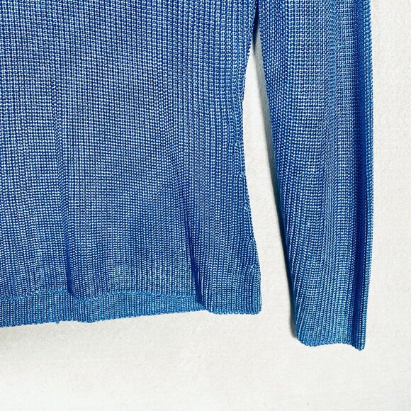 Salvatore Ferragamo Silk Sweater Womens XL Blue Crochet Knit Pullover Tunic NWT - Picture 2 of 12